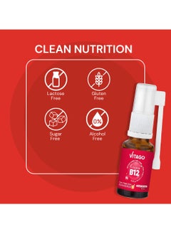 VITAGO Vitamin B12 & B6 Spray- 1000 mcg, Drops/Spray-  10ml  - Image 5