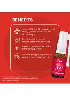 VITAGO Vitamin B12 & B6 Spray- 1000 mcg, Drops/Spray-  10ml  - Image 3