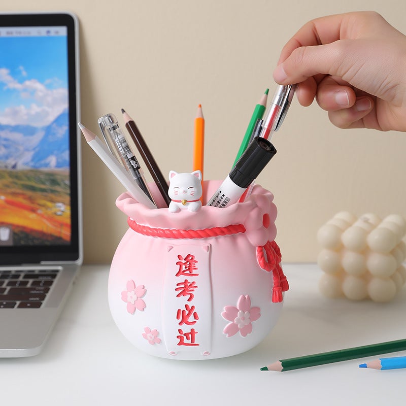 Creative Holiday Gift Pen Container Storage Ornaments Office Desktop Decoration Resin Craft Ornaments Student Supplies Pendulum - Image 2