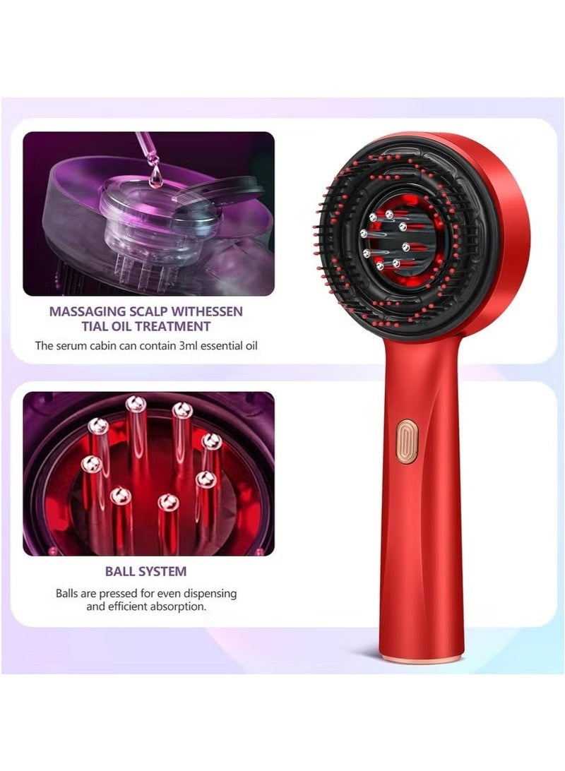 Flux 3-in-1 Electric Scalp Massager Brush with Hair Oil Applicator – IPX7 Waterproof Vibrating Silicone Scalp Scrubber for Relaxation & Healthy-Looking Hair – USB Rechargeable Head Massager for Shower, Travel & Daily Hair Care – Red - Image 2