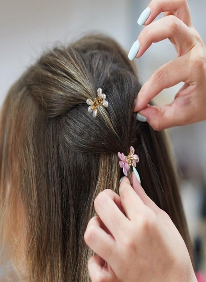 kapimo 12 Pcs Hair Claw Clips for Women Girls Small Korean Style Pearl Metal Hair Clip Accessories Flower Design (Multicolor) - Image 5