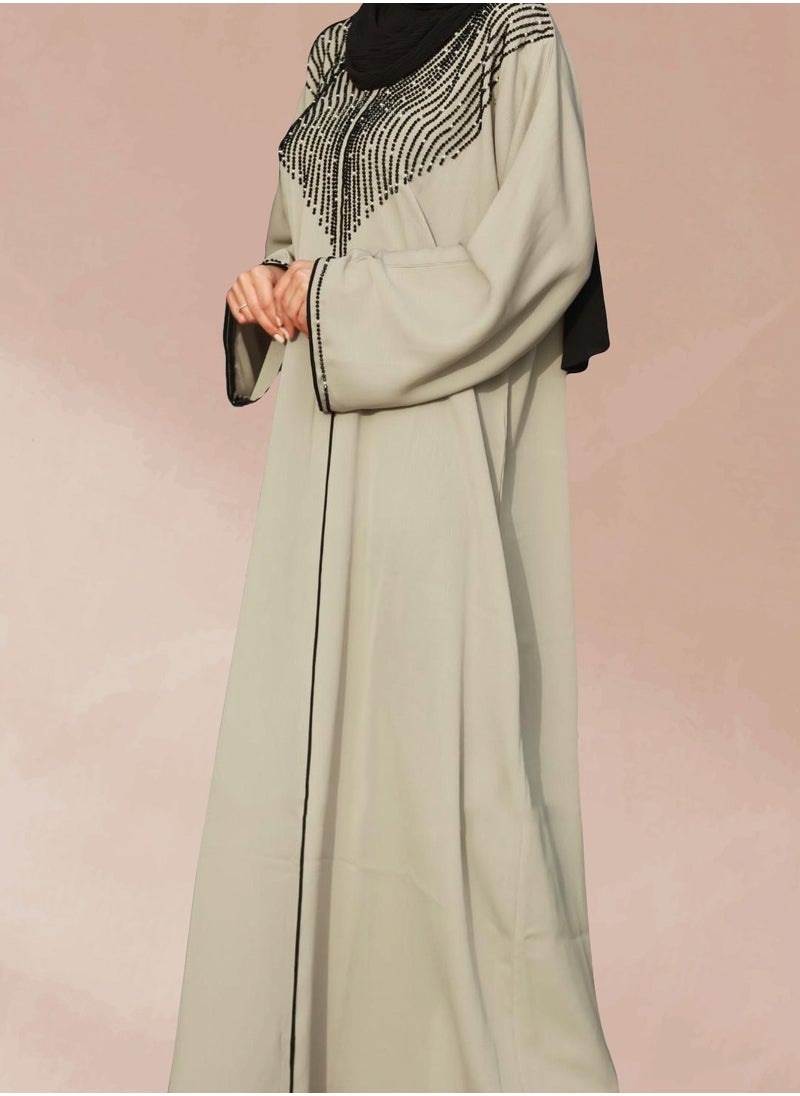 Generic - Elegant Nida Closed Abaya with Handwork Detailing - Image 1
