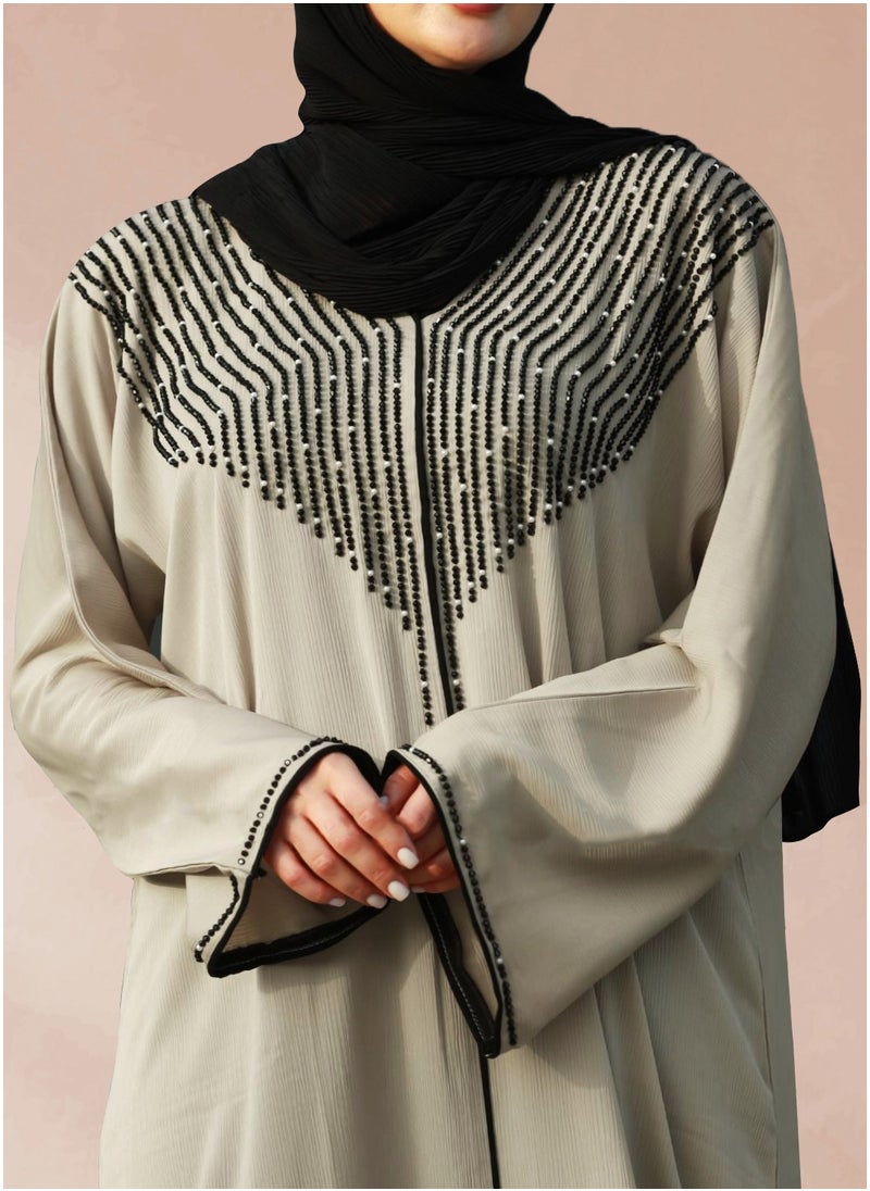 Generic - Elegant Nida Closed Abaya with Handwork Detailing - Image 1