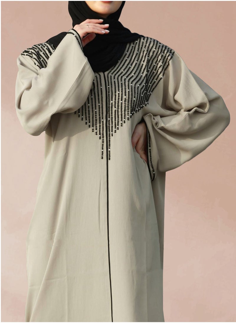 Generic - Elegant Nida Closed Abaya with Handwork Detailing - Image 1