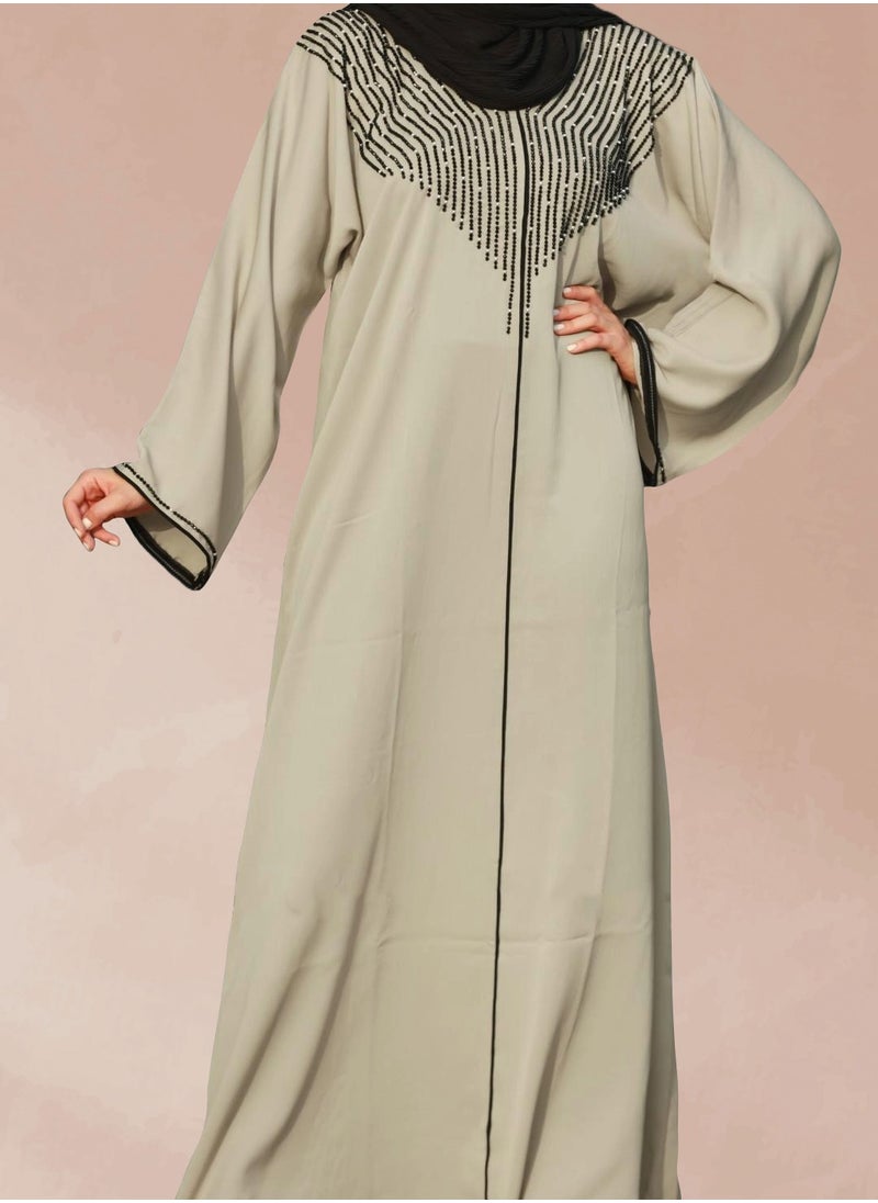 Generic - Elegant Nida Closed Abaya with Handwork Detailing - Image 1