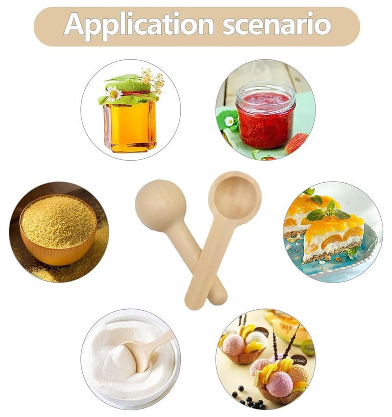 TOP TRICK Round Wooden Masala Spoon Small and Compact for Masala/Salt/Pickle/Turmeric/ (6 Pieces Set) | Beige Finish Measuring Spoon - Image 3