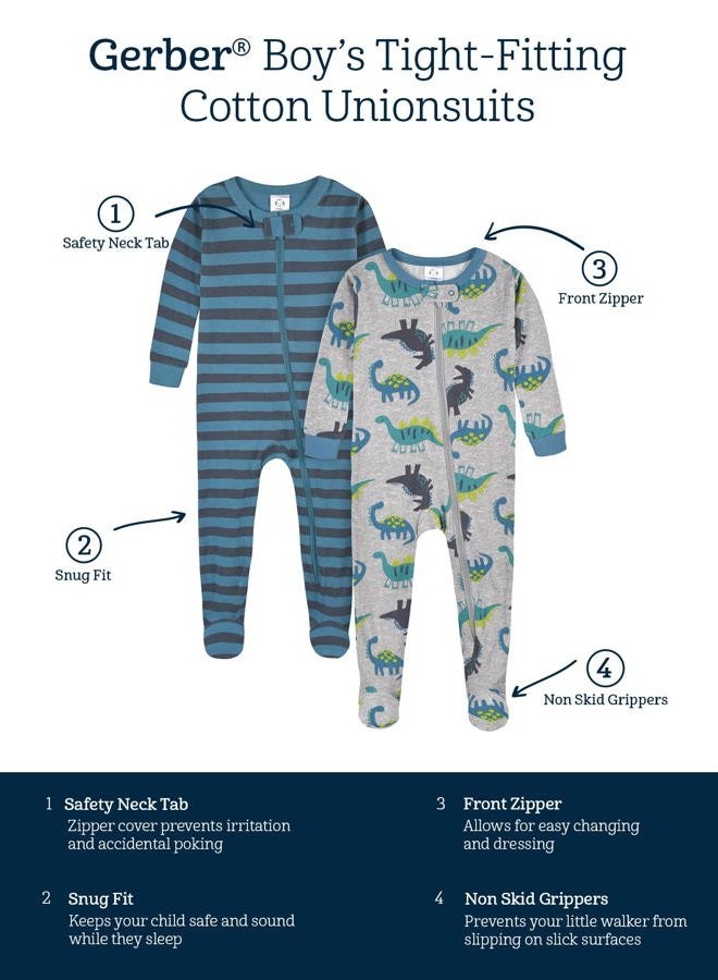 Gerber Baby Boys 2-Pack Footed Pajamas and Toddler Sleepers, Dump Truck Grey, 4T US - Image 5