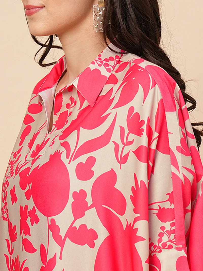 globus Women Floral Printed Shirt Style Co Ord Set