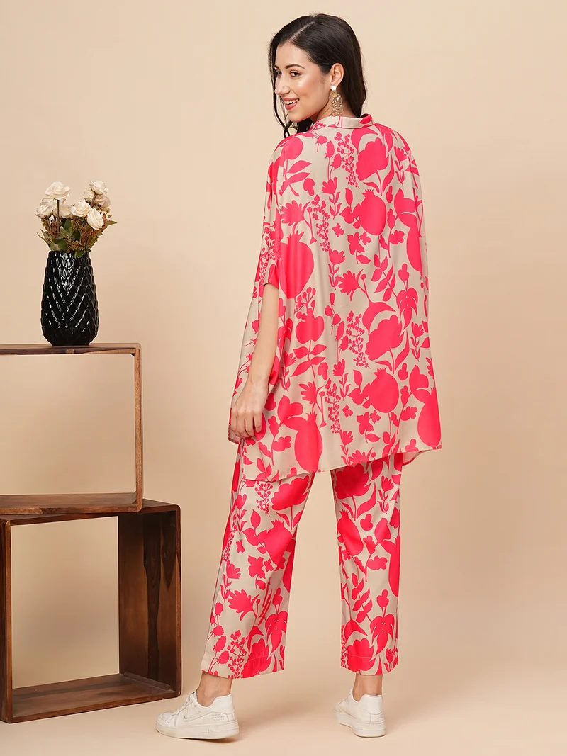 globus Women Floral Printed Shirt Style Co Ord Set