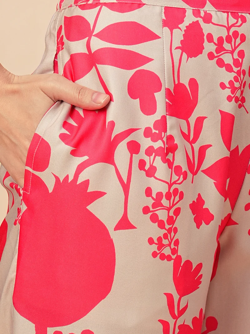 globus Women Floral Printed Shirt Style Co Ord Set