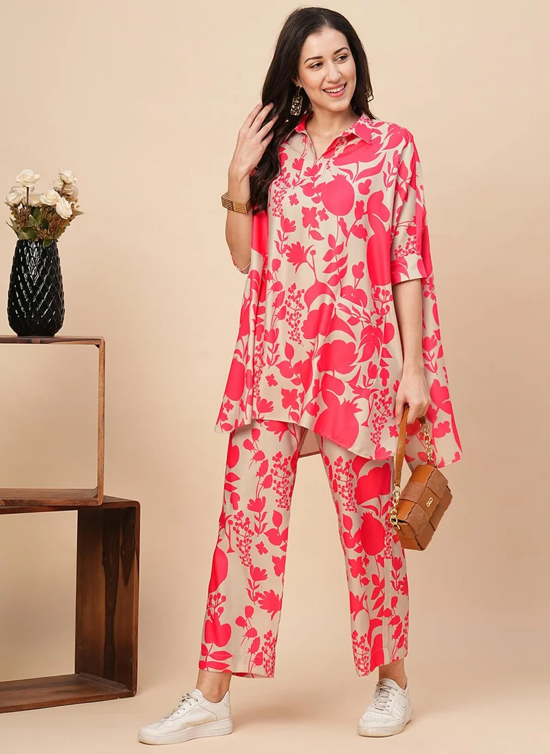 globus Globus Women Floral Printed Shirt Style Co Ord Set