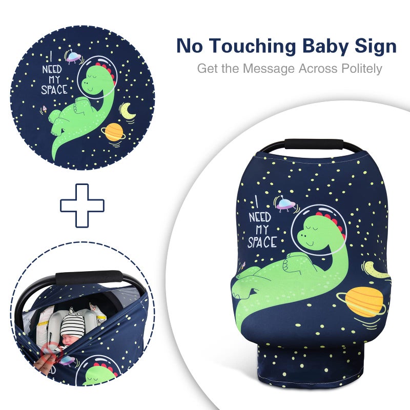 Metplus Car Seat Canopy Nursing Cover for Babies, Baby Carseat Cover Carrier Cover Breastfeeding Cover for Boys Girls, Soft Stretchy Breathable and Easy to Use, Infant Shower Gifts Newborn Essentials - Image 2