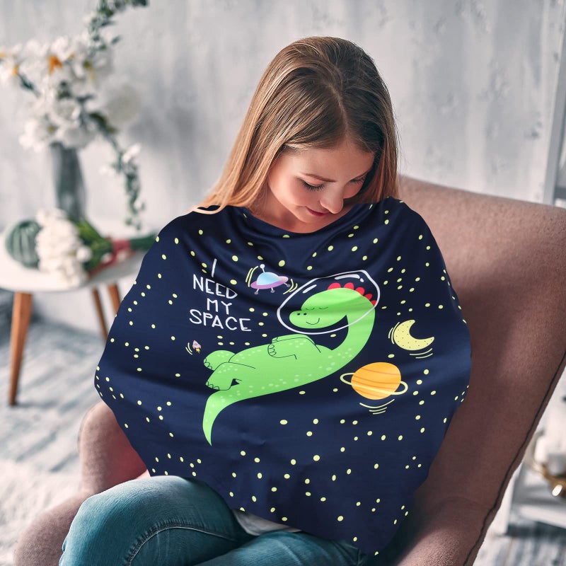 Metplus Car Seat Canopy Nursing Cover for Babies, Baby Carseat Cover Carrier Cover Breastfeeding Cover for Boys Girls, Soft Stretchy Breathable and Easy to Use, Infant Shower Gifts Newborn Essentials - Image 5