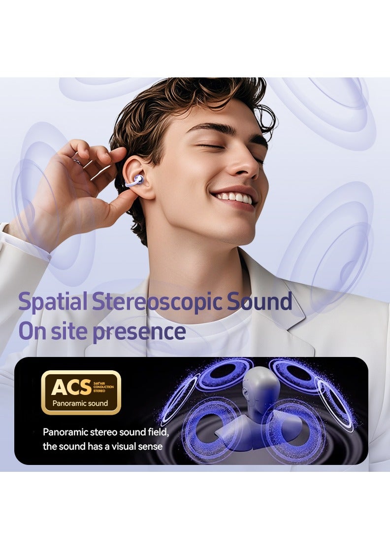 MOTMOOK Open Ear Ring True Open Ear Headphones, Lightweight Comfort Open Ear Clip Wireless Earbuds, Bluetooth 5.4 Headphones with Design Fit Sports Running, Exercise Purple - Image 3