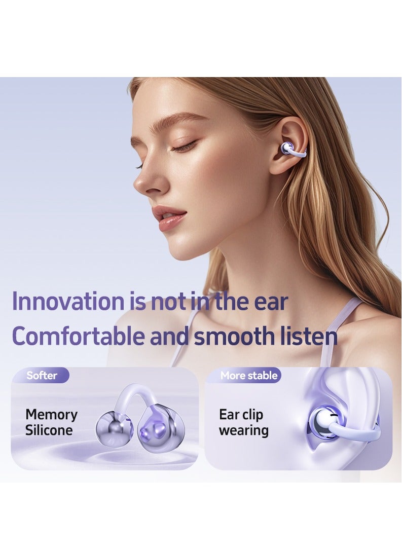 MOTMOOK Open Ear Ring True Open Ear Headphones, Lightweight Comfort Open Ear Clip Wireless Earbuds, Bluetooth 5.4 Headphones with Design Fit Sports Running, Exercise Purple - Image 5