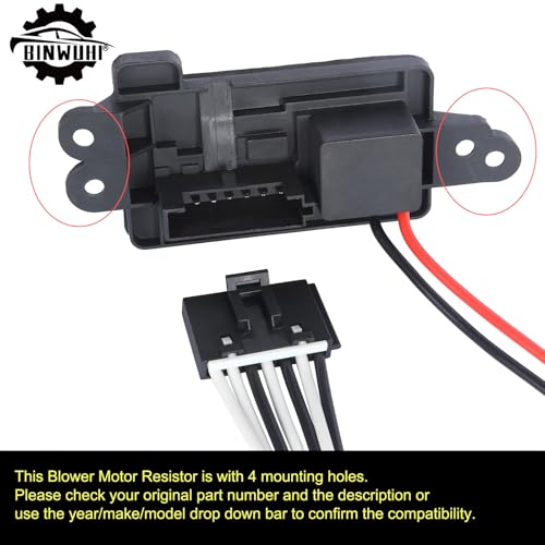 BINWUHI HVAC Blower Motor Resistor Kit with Harness Compatible with The Following Models: 2003-2006 Chevy Silverado Tahoe Suburban Avalanche GMC Sierra Yukon Cadillac Escalade, Replaces 89019088 - Image 4