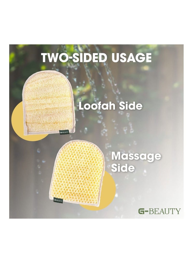 G-BEAUTY G-Beauty GBY-004 Small Natural Oval Glove Double Face Massage Loofah For Bath Spa and Shower - Beige - Image 4