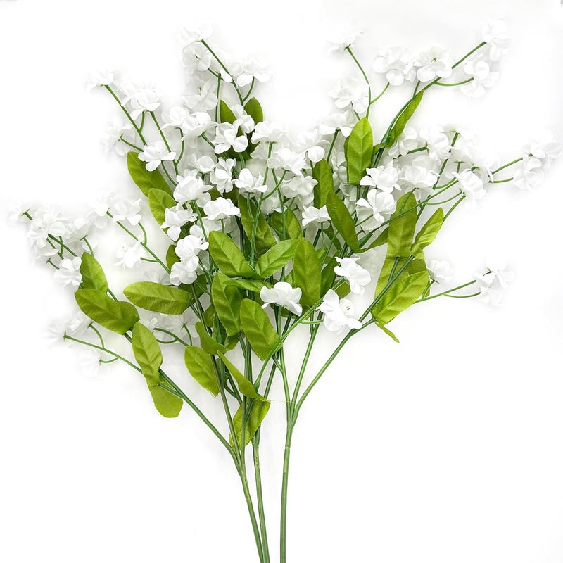 Featuman زهور بيضاء للزينة، 3 قطع من الزهور الاصطناعية من نوع “Forget Me Not”， زهور حريرية بطول 18.5 بوصة مقاومة لأشعة الشمس، مناسبة لعيد الحب، ترتيبات زهورية، حفلات زفاف، لملء الوعاء. - Image 1