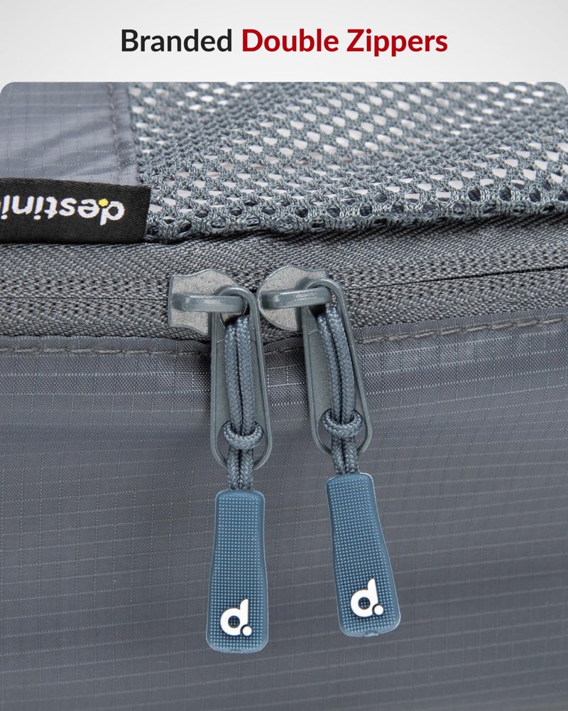 Destinio Packing Cubes for Travel | Luggage Organiser Pouches for Travelling | Water Resistant, Space Saver Wardrobe Organizer Bags for Clothes (4 Cubes+ Drawstring Bag+ Cosmetic Pouch) -6 in 1, Blue - Image 2