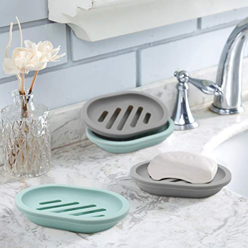 Topsky 2-Pack Soap Dish with Drain, Soap Holder & Saver, Easy Cleaning, Dry, Stop Mushy Soap (Gray) - Image 5