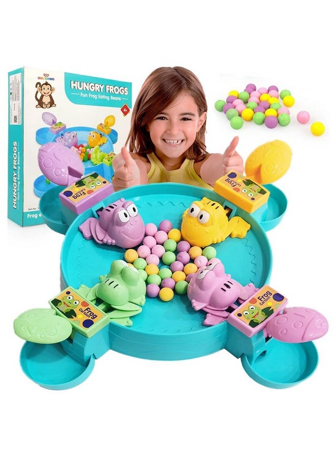 Manos Hungry Frog| Indoor & Outdoor Game for Kids|Family Board Game|Frog Activity Toys for Kids |Fun Interactive 4 Player Frog Eat Beans Game|Made in India,Multicolor  - Image 4