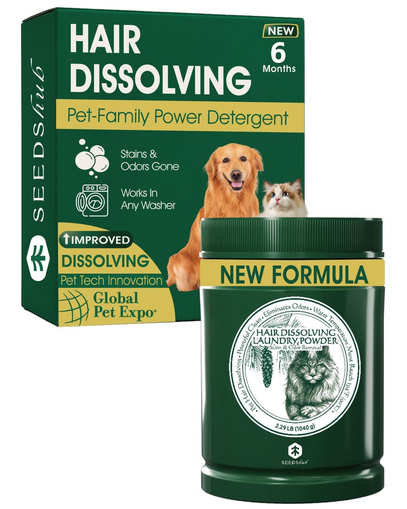 Seedshub Pet Hair Remover for Laundry - Dog & Cat, Upgraded Higher Hair Dissolution, Detergent + Stain Remover, 6-Month Supply, HE/Top/Front-Load Compatible, Removes Residue & Odors, Septic Safe - Image 1