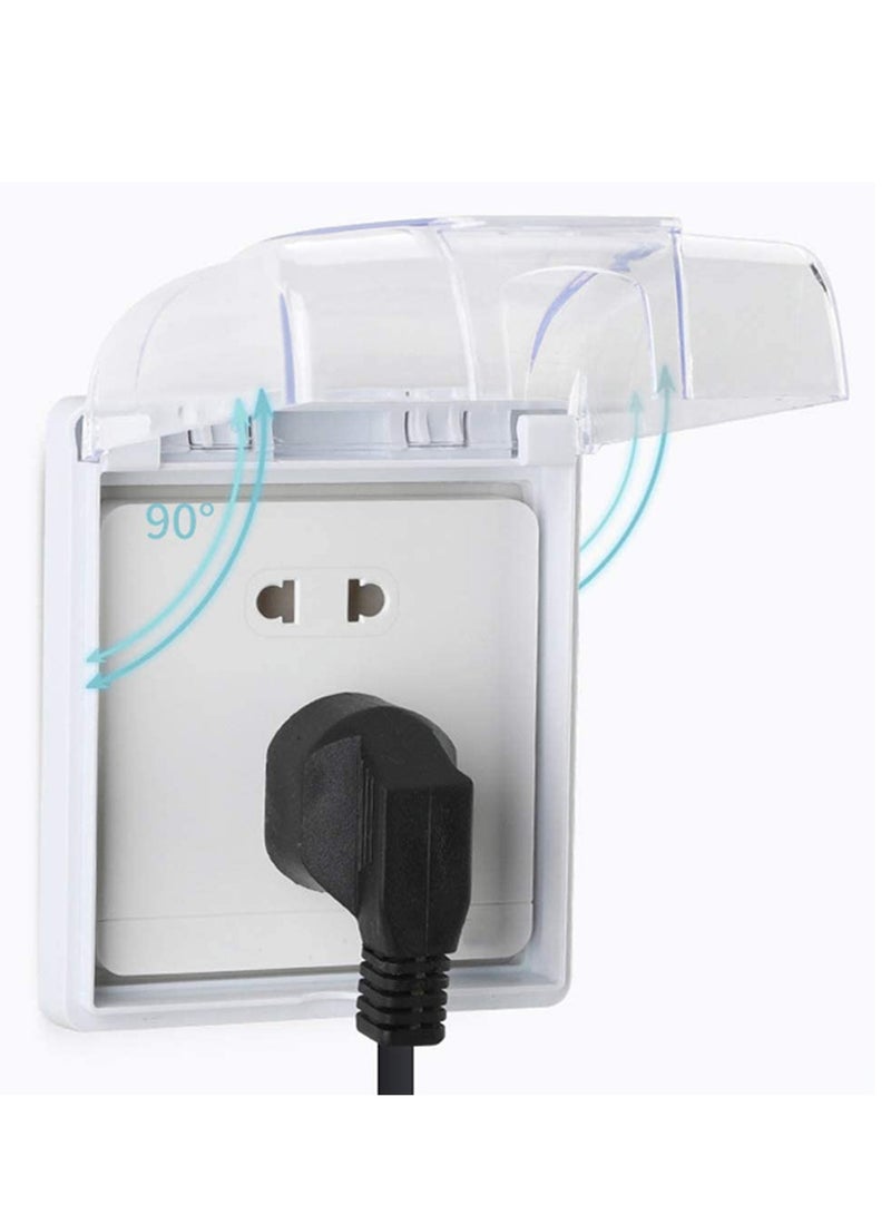 SYOSI Wall Switch Waterproof Cover Box, Universal Plug Socket Cover, Wall Light Panel Socket Doorbell Flip Cap Cover, Home Bathroom Kitchen Accessory Plastic Clear 2 Pcs - Image 2