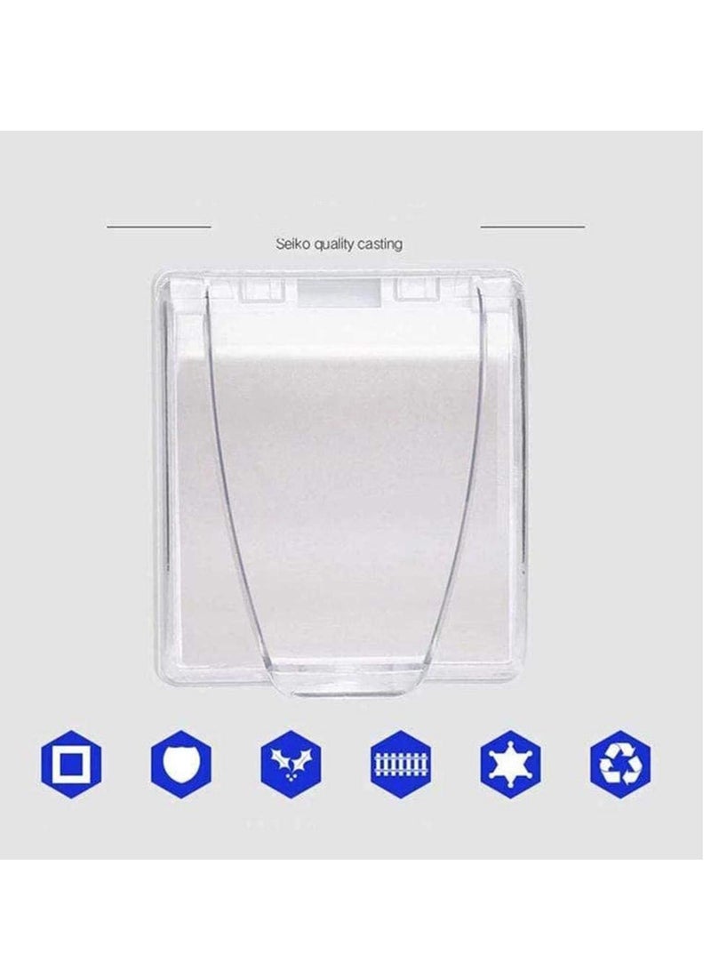 SYOSI Wall Switch Waterproof Cover Box, Universal Plug Socket Cover, Wall Light Panel Socket Doorbell Flip Cap Cover, Home Bathroom Kitchen Accessory Plastic Clear 2 Pcs - Image 3
