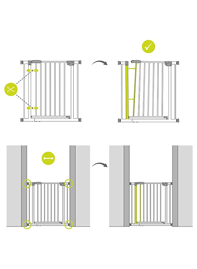 هوك Stop N Safe 2 Safety Gate For Children With 21 Cm Extension, No Drilling, 96 - 101 Cm Wide, Expandable, Metal Grille