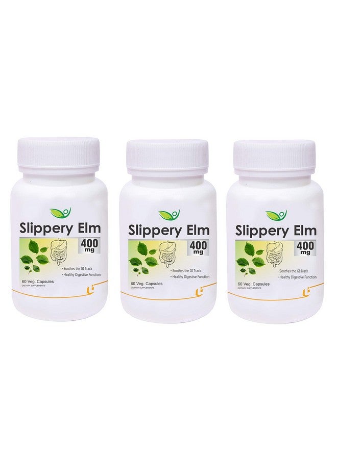 Biotrex Nutraceuticals Slippery Elm 400mg 60 Pack of 3 Veg Capsules, Dietary supplement, nutritional supplement, multivitamins, vitamin for men, women and adults, health supplements. - Image 1