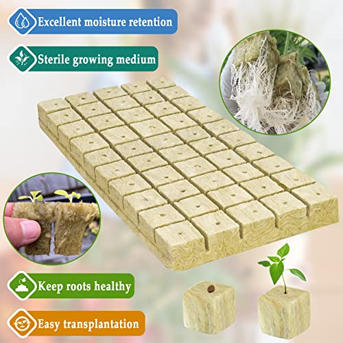 Legigo 1 Inch Rockwool Cubes Seed Starter Plugs for Hydroponics, RockWool Planting Grow Cubes for Hydroponic Tower Garden Soilless Cultivation Plants Germination Cutting Clone (4 Sheet, 200 Plugs) - Image 3
