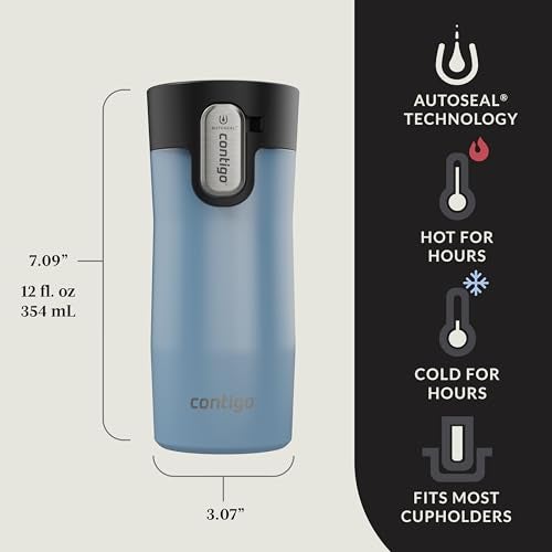 Contigo AUTOSEAL West Loop Vacuum-Insulated Stainless Steel Travel Mug with Easy-Clean Lid, 12oz, Glacier Frosted Pearl - Image 2