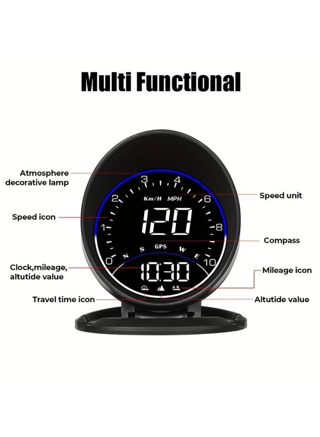 G6 HUD Digital Clock Altitude Meter Ambient Light Alarm Speedometer Car Head Up Display - Image 4