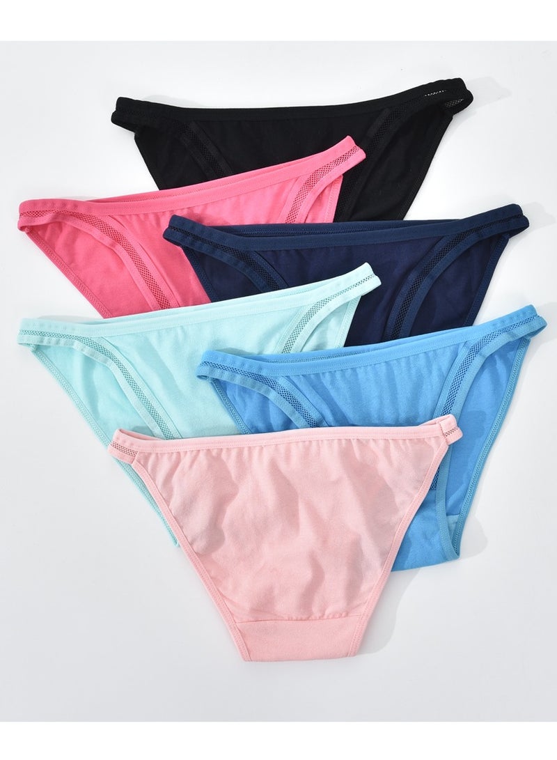 Zeemey Zeemey 6-Piece Cotton Bikini Breathable Panties Low Waist Fashionable Ladies Panties - Image 2