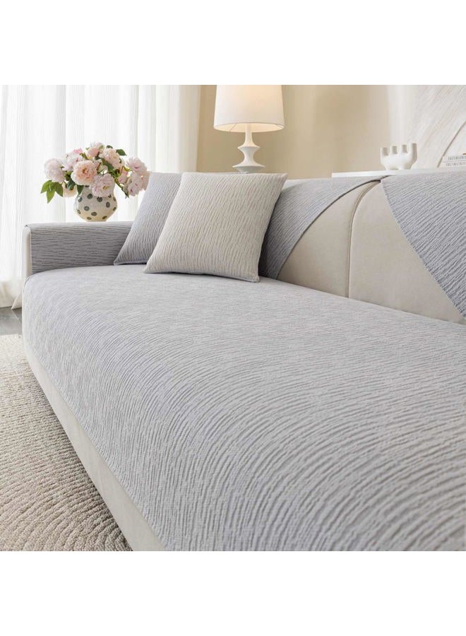 Aucrovee Soft Waterproof Chenille Cover Washable, Non Slip Sectional Sofa Covers for 3 Cushion Couch Sofa L Sharped Sofa Slipcover for Pets, Furniture Protector (1 PCS 36"x63" Light Grey) - Image 1