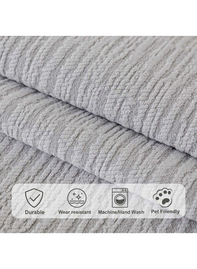 Aucrovee Soft Waterproof Chenille Cover Washable, Non Slip Sectional Sofa Covers for 3 Cushion Couch Sofa L Sharped Sofa Slipcover for Pets, Furniture Protector (1 PCS 36"x63" Light Grey) - Image 4