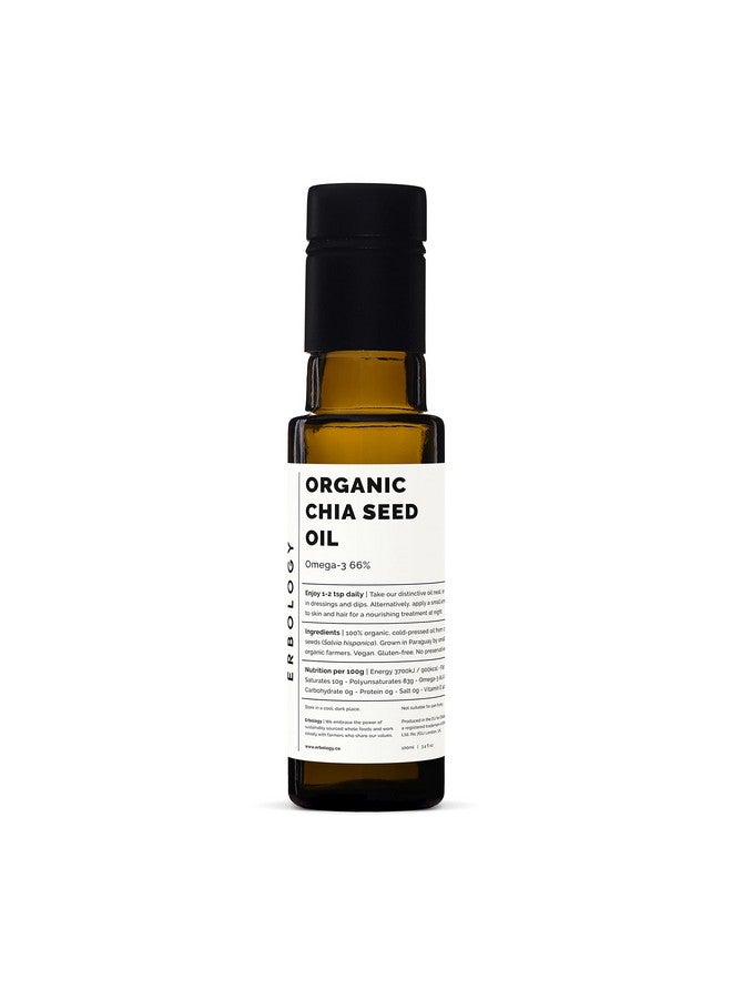 Erbology Organic Chia Seed Oil 3.4 fl oz - Cold-Pressed - Rich in Omega-3 (66%) and Vitamin E (330% RI) - No Additives or Preservatives - Sustainably Sourced - Vegan - GMO-Free - Image 1