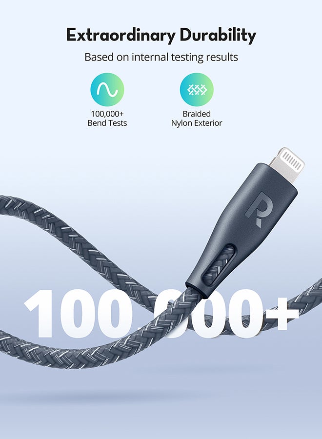 راف باور كيبل راف باور تايب سي إلى لايتنينج بطول 1.2 متر - رمادي رمادي - Image 4