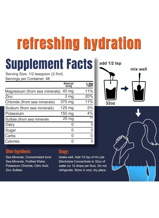 Hi-Lyte Zero Calorie Electrolyte Concentrate Unflavored Dietary Supplement 120Ml - Image 3