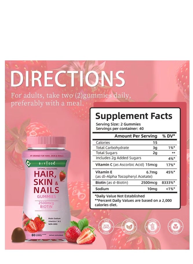 بيودي فيتامينات الشعر والبشرة والأظافر أوبتيمال سلوشنز، بنكهة الفراولة - 80 حبة هلامية - Image 5