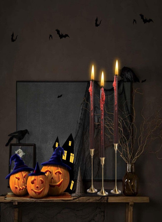 Wrcevtor 4 Pcs10inch Black Bleeding Taper Candle Vampire Tears Candles Unscented Tall Bleeding Candles, Gothic holderor Halloween Party Gothic and Themed Party Decor (4, 10 inch) - Image 4