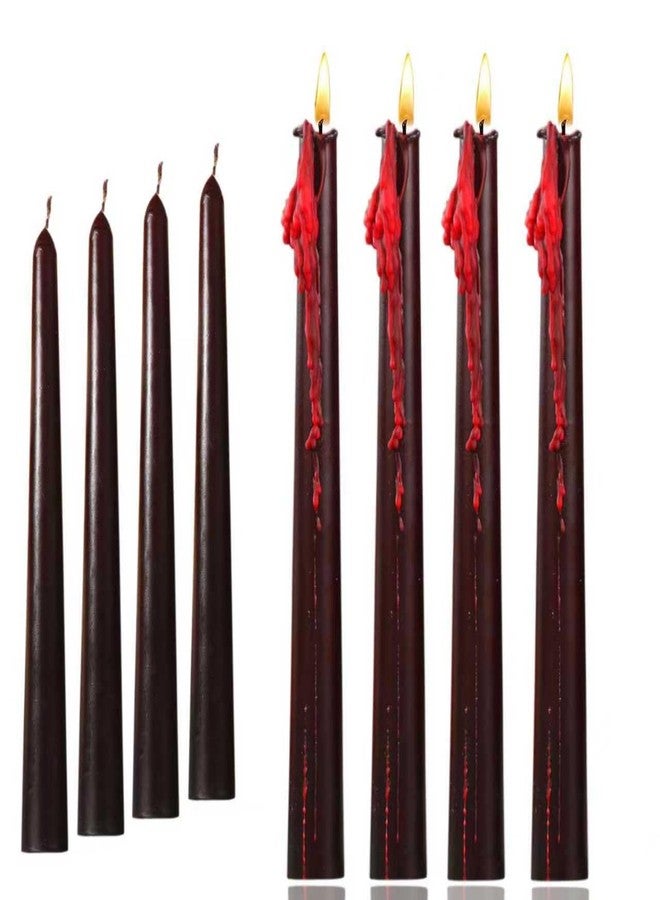 Wrcevtor 4 Pcs10inch Black Bleeding Taper Candle Vampire Tears Candles Unscented Tall Bleeding Candles, Gothic holderor Halloween Party Gothic and Themed Party Decor (4, 10 inch) - Image 1