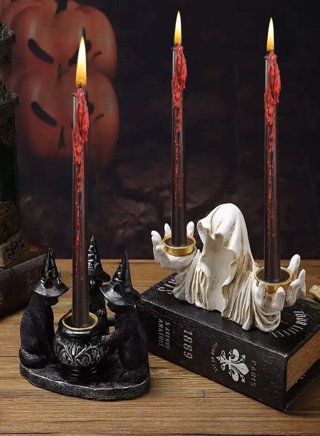 Wrcevtor 4 Pcs10inch Black Bleeding Taper Candle Vampire Tears Candles Unscented Tall Bleeding Candles, Gothic holderor Halloween Party Gothic and Themed Party Decor (4, 10 inch) - Image 5