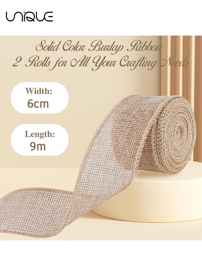 Unique Natural Ribbon - 2.5 Inch x 10 Yard Natural Burlap Woven Wired Ribbons - Burlap Ribbon for Home Decor, Gift Wrapping, Wreath, Outdoor Decorations, DIY Crafts - Image 2