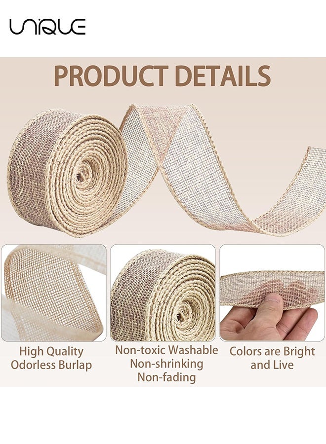 Unique Natural Ribbon - 2.5 Inch x 10 Yard Natural Burlap Woven Wired Ribbons - Burlap Ribbon for Home Decor, Gift Wrapping, Wreath, Outdoor Decorations, DIY Crafts - Image 3