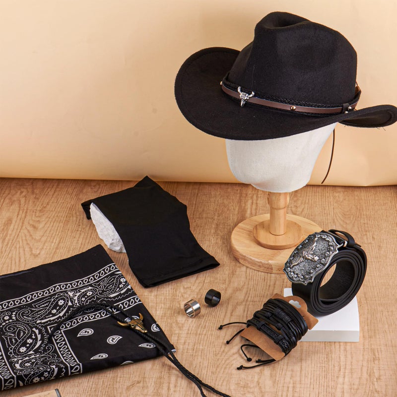 FEYIR Cowboy Outfit for Men Western Cowboy Costume Accessories Set for Halloween Cosplay - Image 3