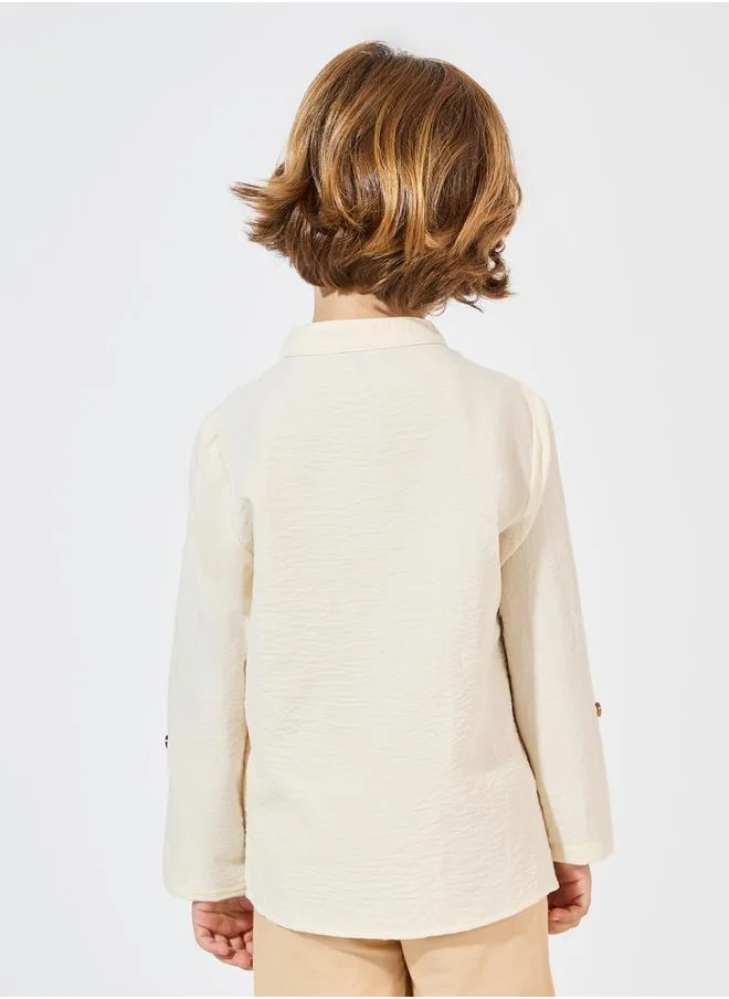 Styli Solid Pocket Front Buttoned Shirt