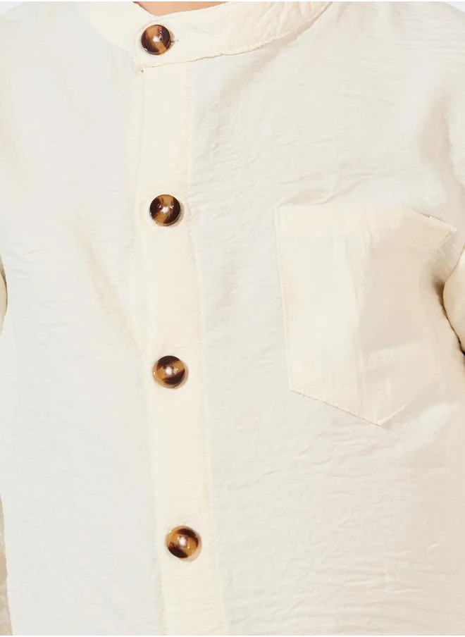 Styli Solid Pocket Front Buttoned Shirt