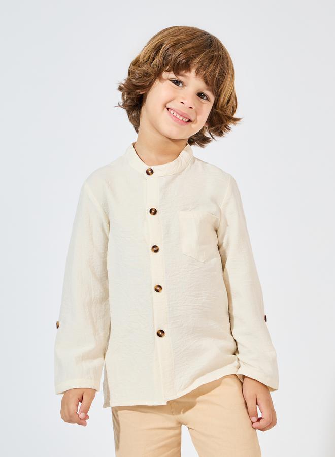 Styli Solid Pocket Front Buttoned Shirt - Image 1