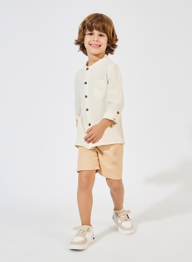 Styli Solid Pocket Front Buttoned Shirt - Image 2